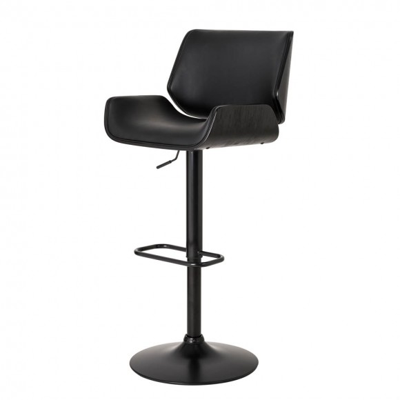 Glitzhome Mid-century Modern Black Adjustable Gaslift Swivel Bar Stool