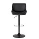 Glitzhome Mid-century Modern Black Adjustable Gaslift Swivel Bar Stool