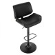 Glitzhome Mid-century Modern Black Adjustable Gaslift Swivel Bar Stool