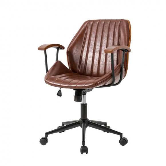 Glitzhome Russet Leatherette Adjustable Swivel Desk Chair/Task Office Chair