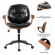 Glitzhome Black Leatherette Adjustable Swivel Desk Chair/Task Office Chair