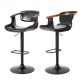 Glitzhome Black Leatherette Gaslift Adjustable Swivwl Bar Stools, Set of 2