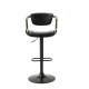 Glitzhome Black Leatherette Gaslift Adjustable Swivwl Bar Stools, Set of 2