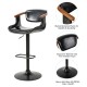 Glitzhome Black Leatherette Gaslift Adjustable Swivwl Bar Stools, Set of 2