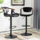 Glitzhome Black Leatherette Gaslift Adjustable Swivwl Bar Stools, Set of 2