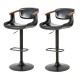 Glitzhome Black Leatherette Gaslift Adjustable Swivwl Bar Stools, Set of 2