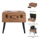 Glitzhome 19.69"L Whiskey Brown Leathaire Upholstered Storage Stool
