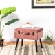 Glitzhome 19.69"L Pink Clay Velvet Upholstered Storage Stool