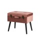 Glitzhome 19.69"L Pink Clay Velvet Upholstered Storage Stool