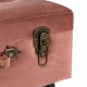 Glitzhome 19.69"L Pink Clay Velvet Upholstered Storage Stool