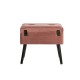 Glitzhome 19.69"L Pink Clay Velvet Upholstered Storage Stool