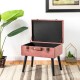 Glitzhome 19.69"L Pink Clay Velvet Upholstered Storage Stool