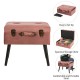 Glitzhome 19.69"L Pink Clay Velvet Upholstered Storage Stool