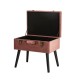 Glitzhome 19.69"L Pink Clay Velvet Upholstered Storage Stool