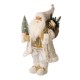 Glitzhome 18"H Christmas Santa Claus Figurine with Golden Coat and Silver Pants Figurine