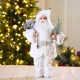 Glitzhome 18"H Christmas Santa Figurine With White Faux Fur Suit