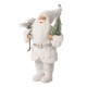 Glitzhome 18"H Christmas Santa Figurine With White Faux Fur Suit