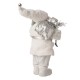 Glitzhome 18"H Christmas Santa Figurine With White Faux Fur Suit