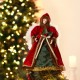 Glitzhome 12"H Christmas Red Velvet Angel Tree Topper