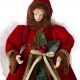 Glitzhome 12"H Christmas Red Velvet Angel Tree Topper