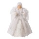 Glitzhome 12"H Christmas Angel Tree Topper With White Faux Fur Dress