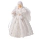 Glitzhome 12"H Christmas Angel Tree Topper With White Faux Fur Dress