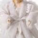 Glitzhome 12"H Christmas Angel Tree Topper With White Faux Fur Dress