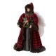 Glitzhome 16"H Christmas Red Plaid Angel Tree Topper