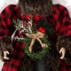 Glitzhome 16"H Christmas Red Plaid Angel Tree Topper