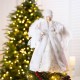 Glitzhome 16"H Christmas Angel Tree Topper With White Faux Fur Dress