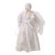 Glitzhome 16"H Christmas Angel Tree Topper With White Faux Fur Dress