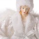 Glitzhome 16"H Christmas Angel Tree Topper With White Faux Fur Dress