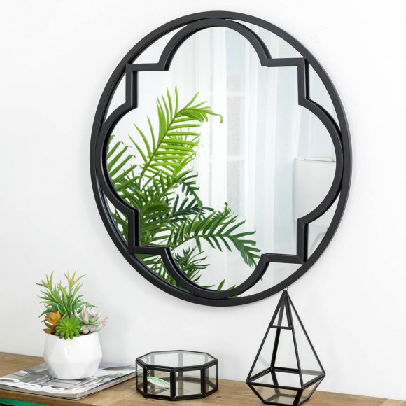 [OFFICIAL] Glitzhome 23.62"D Black Metal Framed Round Wall Mirror
