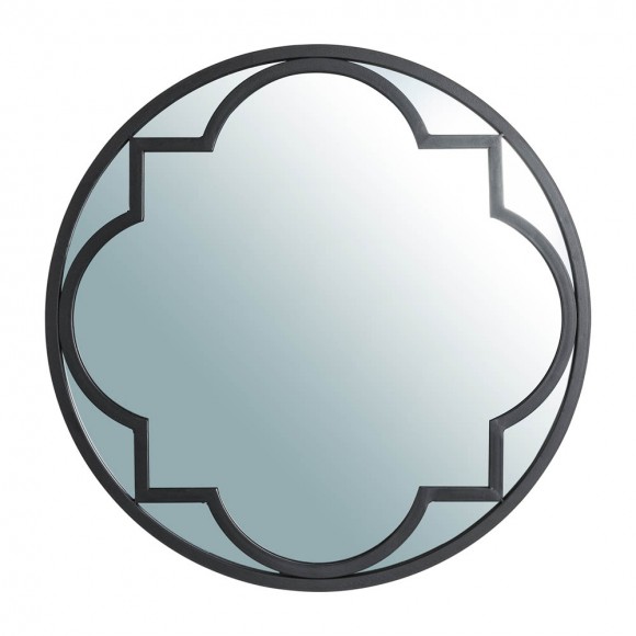 Glitzhome 23.62"D Black Metal Framed Round Wall Mirror