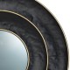 Glitzhome 27.36"D Black With Golden Trimming 3D Round Metal Wall Mirror