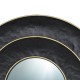 Glitzhome 27.36"D Black With Golden Trimming 3D Round Metal Wall Mirror