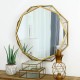 Glitzhome 28.15"D Deluxe Golden Metal Octagonal Wall Mirror