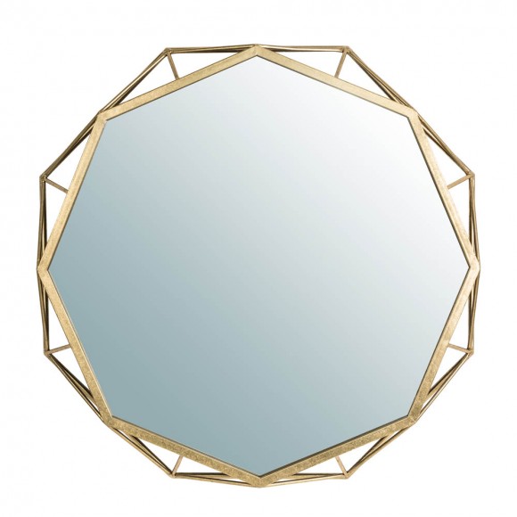 Glitzhome 28.15"D Deluxe Golden Metal Octagonal Wall Mirror