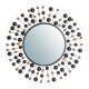 Glitzhome 34.65"D Oversized Metal Framed With Beads Round Wall Mirror