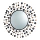 Glitzhome 34.65"D Oversized Metal Framed With Beads Round Wall Mirror