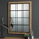 Glitzhome 31.5"H Farmhouse Wooden/Metal Windowpane Rectangular Wall Mirror Decor