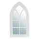 Glitzhome 40.16"H Wash White Wooden Cathedral Windowpane Wall Mirror Decor