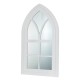 Glitzhome 40.16"H Wash White Wooden Cathedral Windowpane Wall Mirror Decor