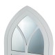 Glitzhome 40.16"H Wash White Wooden Cathedral Windowpane Wall Mirror Decor