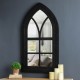 Glitzhome 40.16"H Black Wooden Cathedral Windowpane Wall Mirror Decor