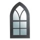 Glitzhome 40.16"H Black Wooden Cathedral Windowpane Wall Mirror Decor