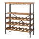 Glitzhome 21 Bottle Floor Wooden Wine Rack with Metal Frame 