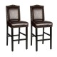 Glitzhome 45"H Coffee Bonded Leather High-Back Barchair with Studded Decor, Set of 2