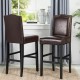 Glitzhome 45"H Coffee Bonded Leather High-Back Barchair with Studded Decor, Set of 2