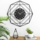 Glitzhome 24.02"D Modern Metal Black & Golden Octagon Design Wall Clock